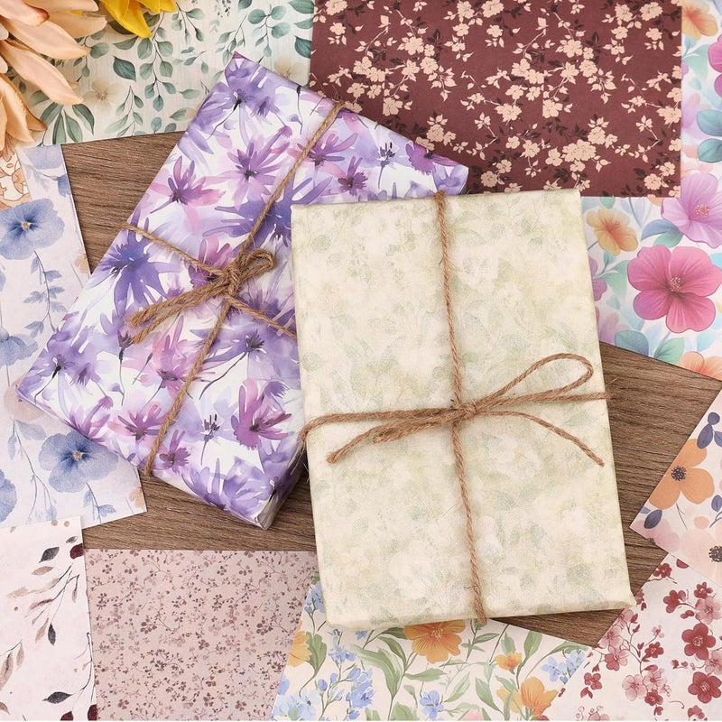 emmoolife 180 Sheets Vintage Floral Scrapbook Paper - 9 Themes Aesthetic Small Flowers Pattern, Decorative Craft DIY Paper Kit for Bullet Journal, Junk Journal Supplies, Collage, Cardmaking 5.5x8 Inch - Image 4